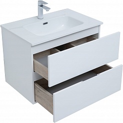 Aquanet Мебель для ванной Алвита New 70 2 ящика подвесная белая матовая – фотография-11
